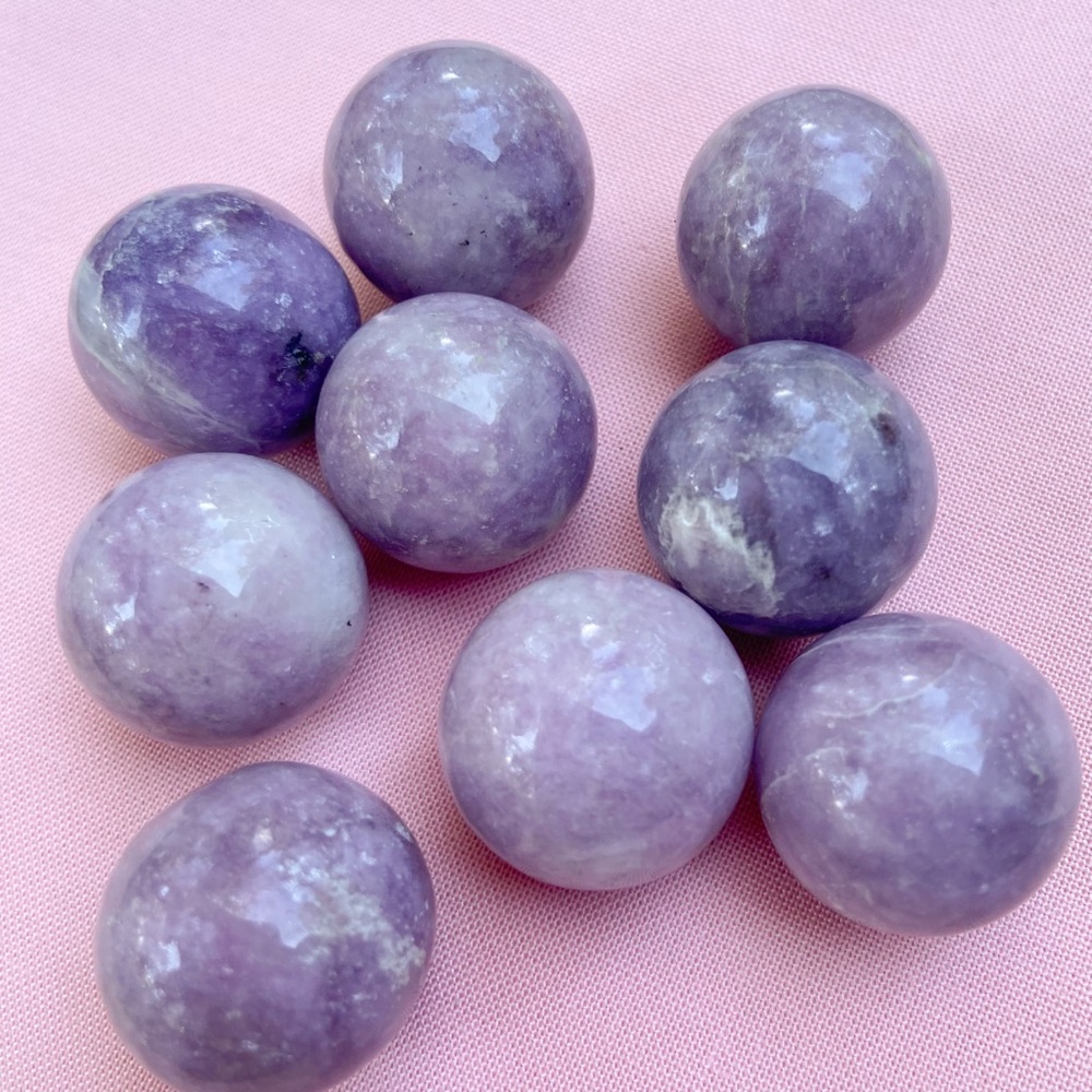 Lepidolite Crystal Sphere. Positive Vibration Energy Healing Spiritual Stone - Picture 3 of 12